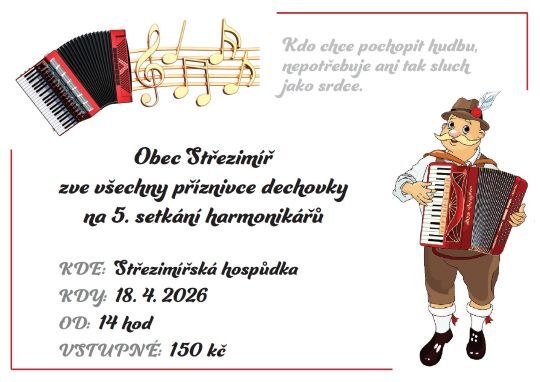 5. setkání harmonikářů ve Střezimířské hospůdce 18.4.2026