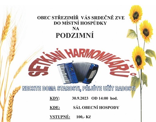 Setkání harmonikářů 30.9.2023 ve Střezimíři