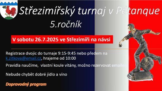 Střezimířský turnaj v Pentanque 5. ročník, 26.7.2025