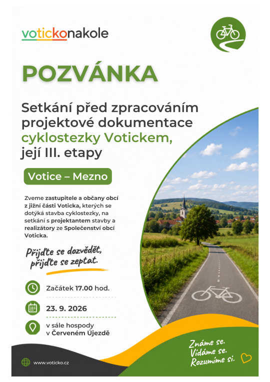 Cyklostezka Votickem - setkání 23.9.2026 v Červeném Újezdě