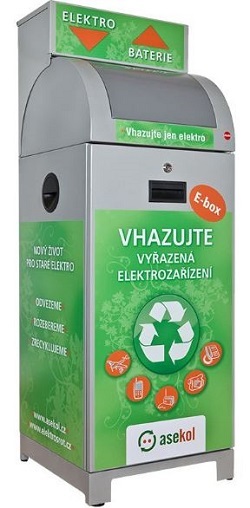 E-box na sběr použitých baterií a drobného elektrozařízení.